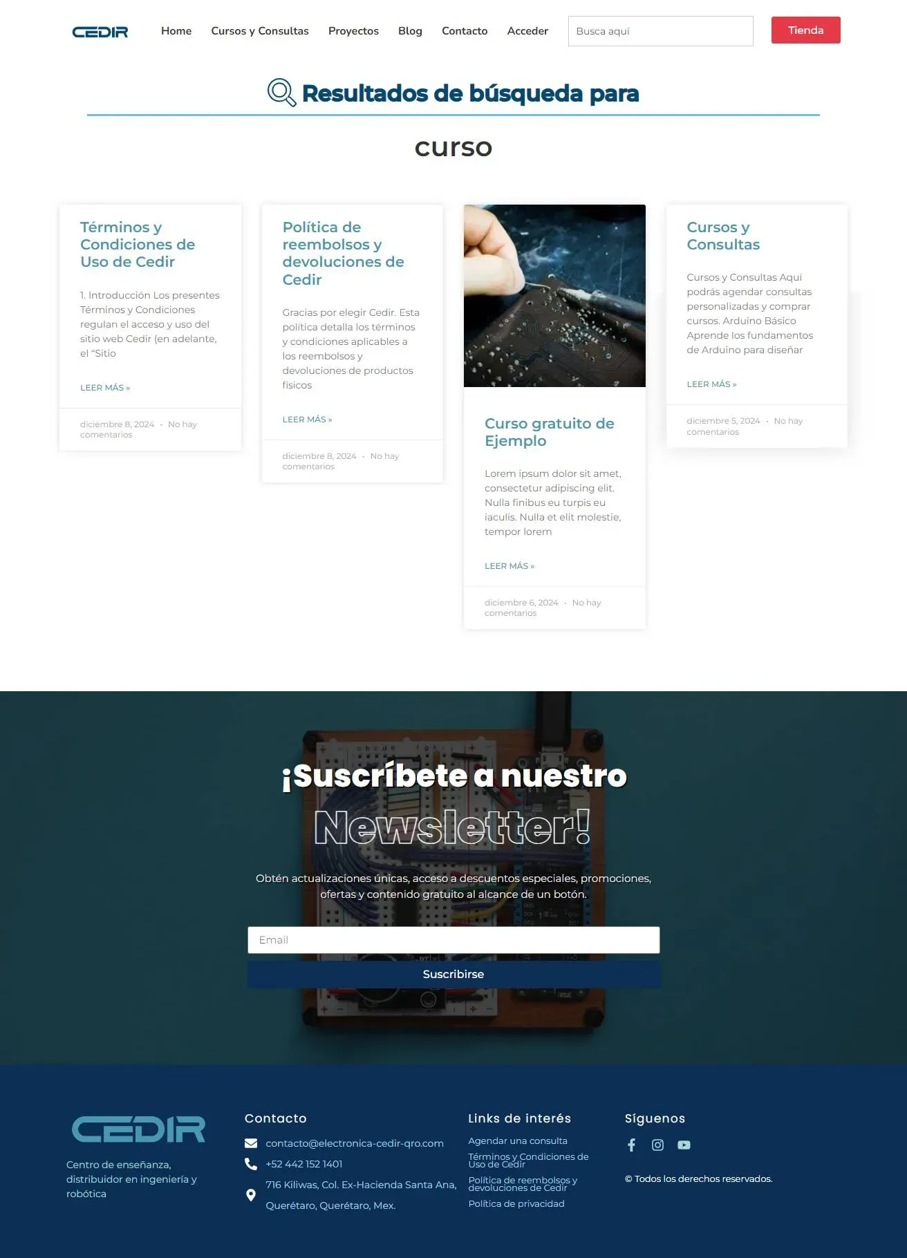Clean and organized search results page UI for the Cedir web platform, optimized for user intent.