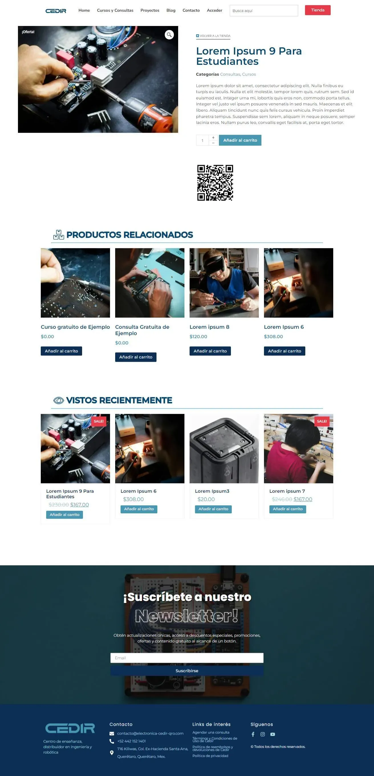 Detailed single product page design with optimized CTA buttons and high-resolution imagery for Cedir.