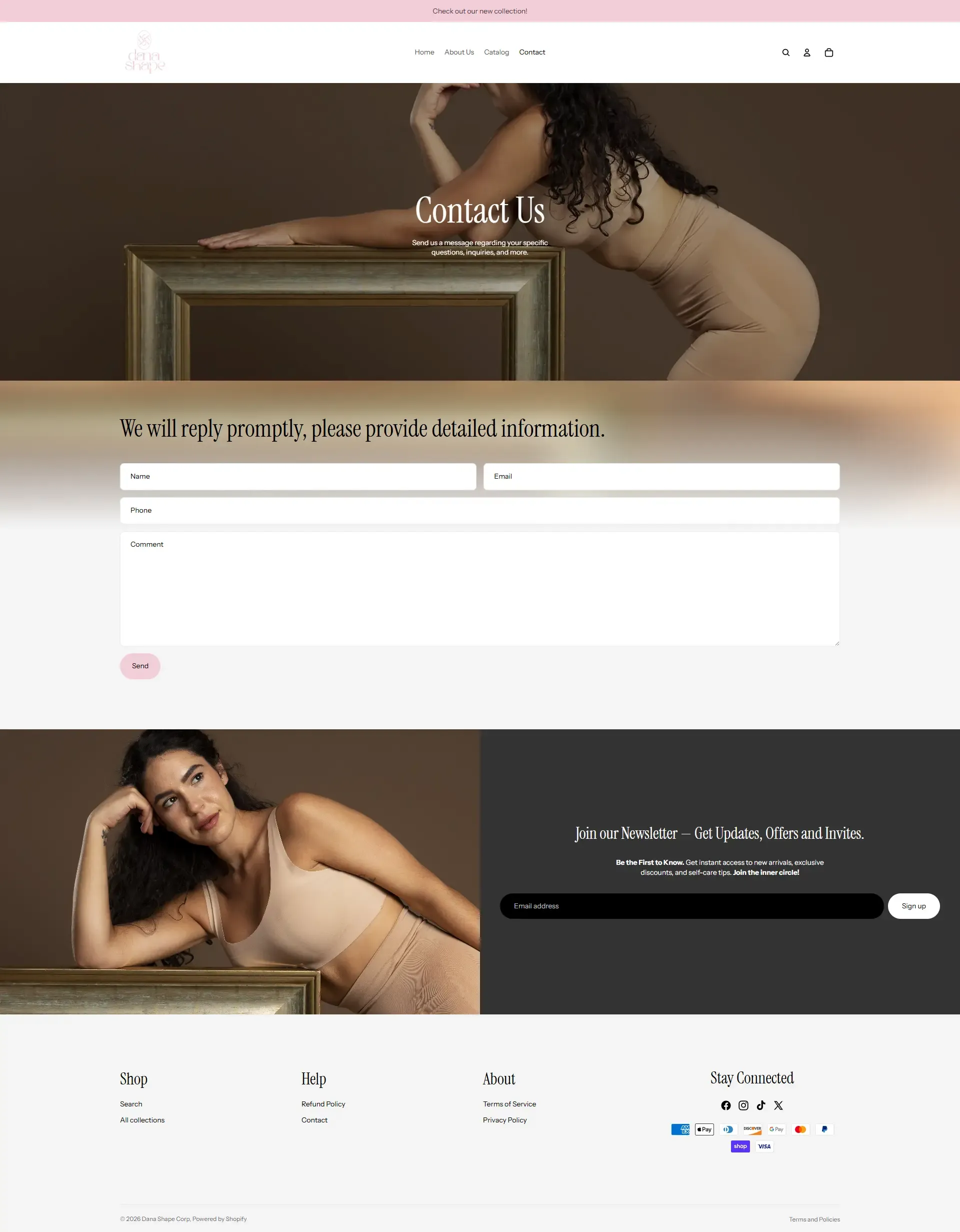 Modern Shopify contact page design, clean layout, user-friendly form optimized for customer support and lead generation