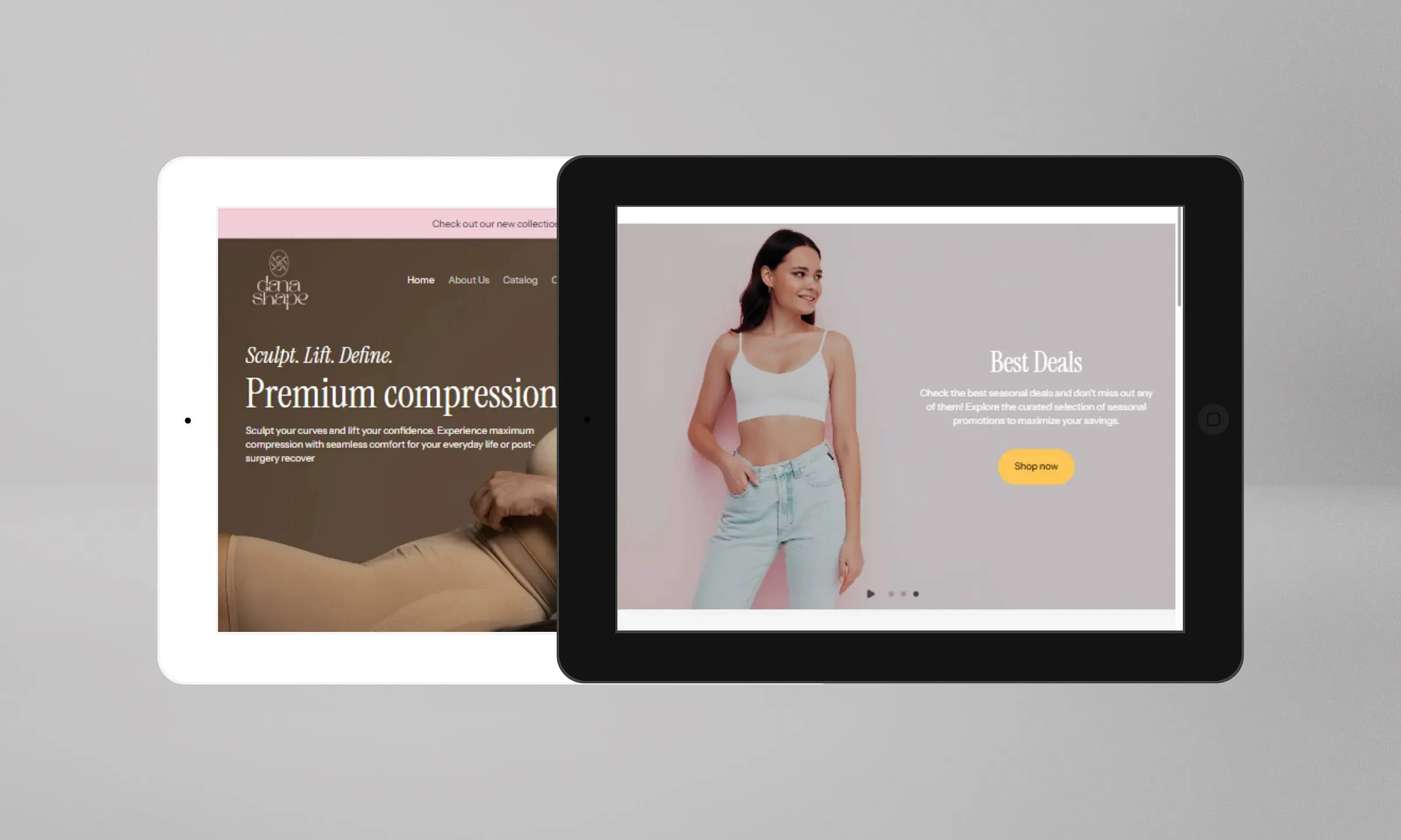 Luxury multi-device interface for Dana Shape Shopify store, fully responsive design for mobile and desktop e-commerce