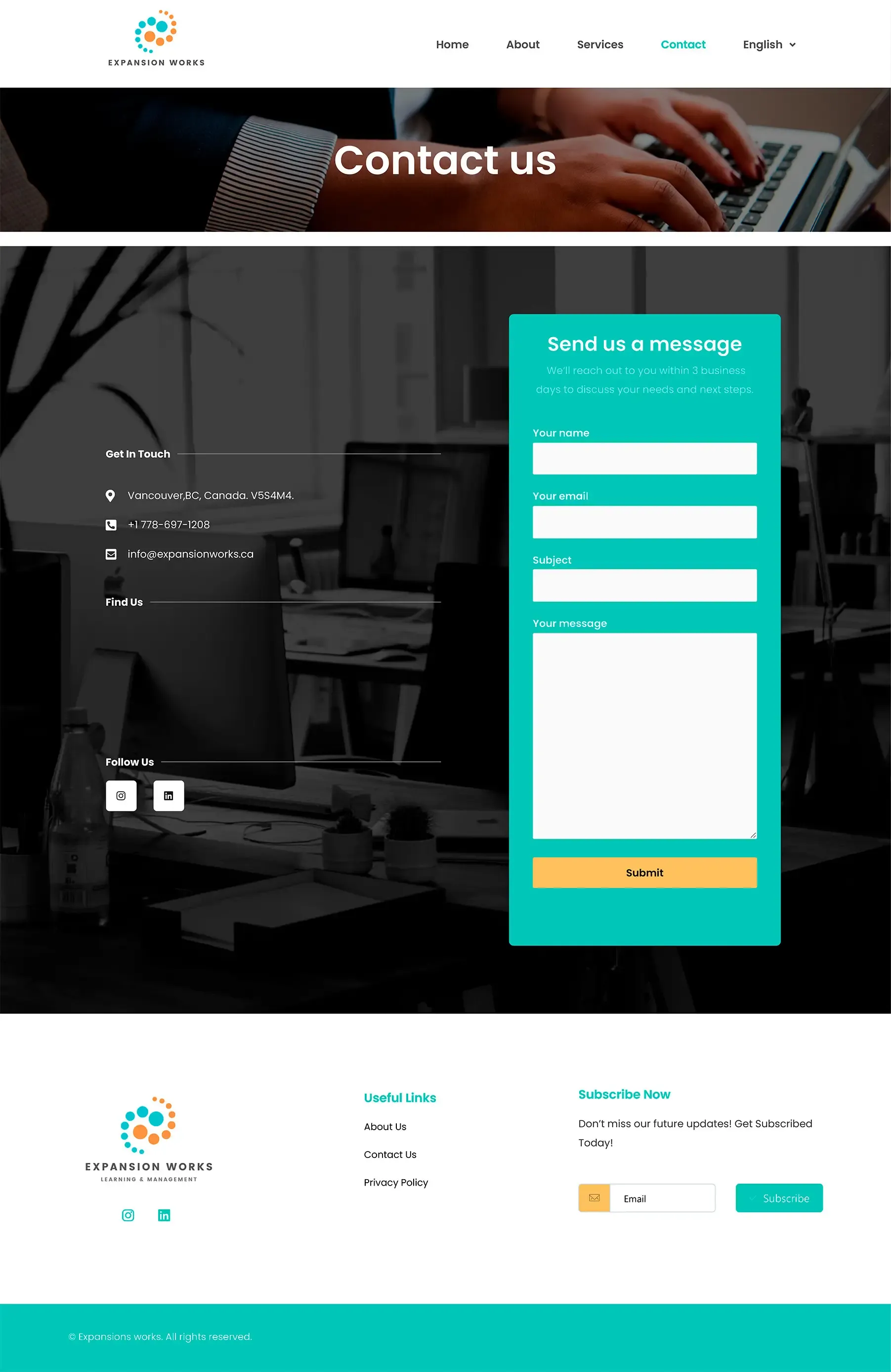 Contact and Calendly integration page for Expansion Works, designed for seamless coaching session bookings.