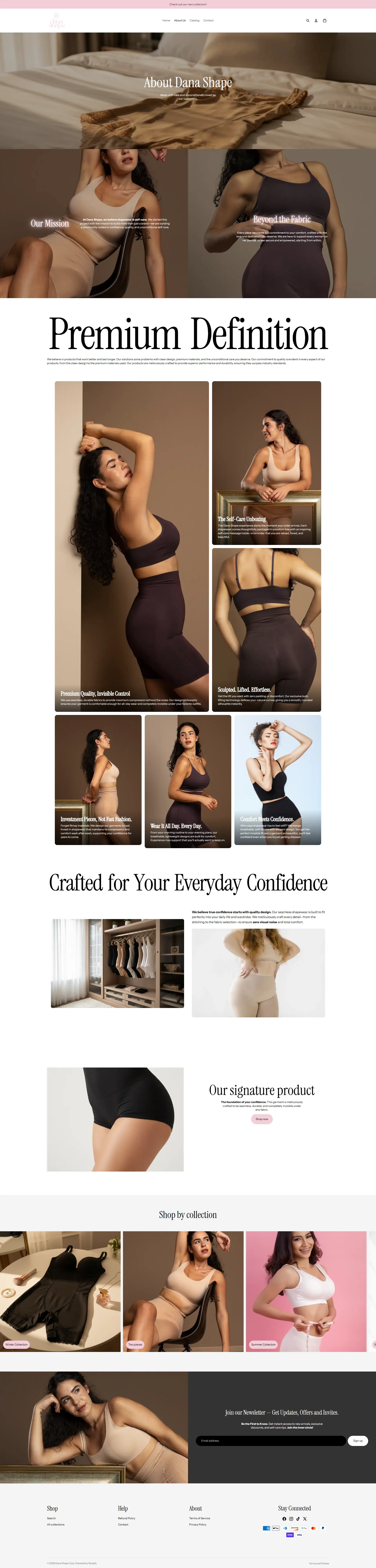 About us page design for a luxury brand website with elegant typography and layout