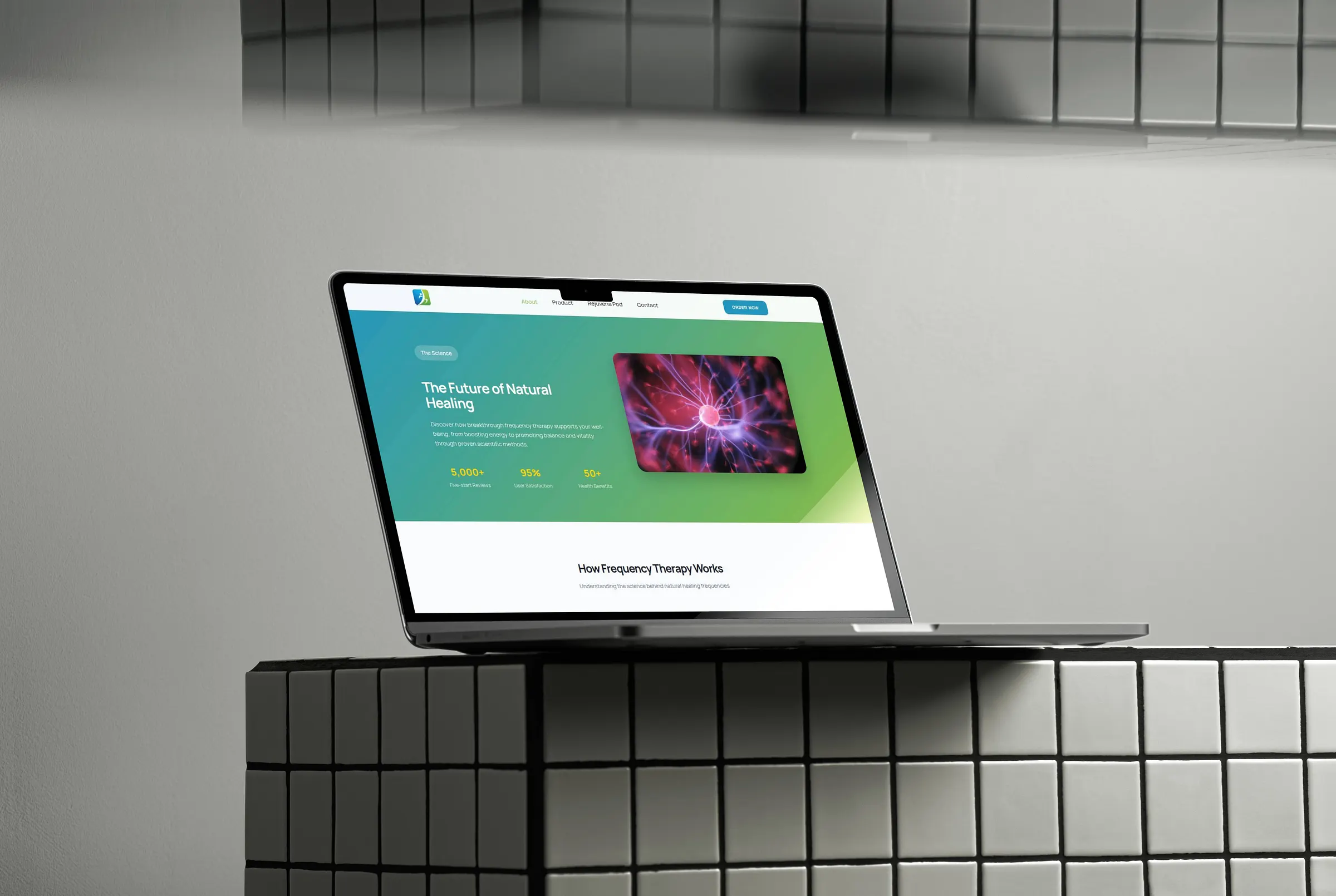 High-speed wellness website built with AstroJS framework, showing the 'The Future of Natural Healing' section on a modern laptop.