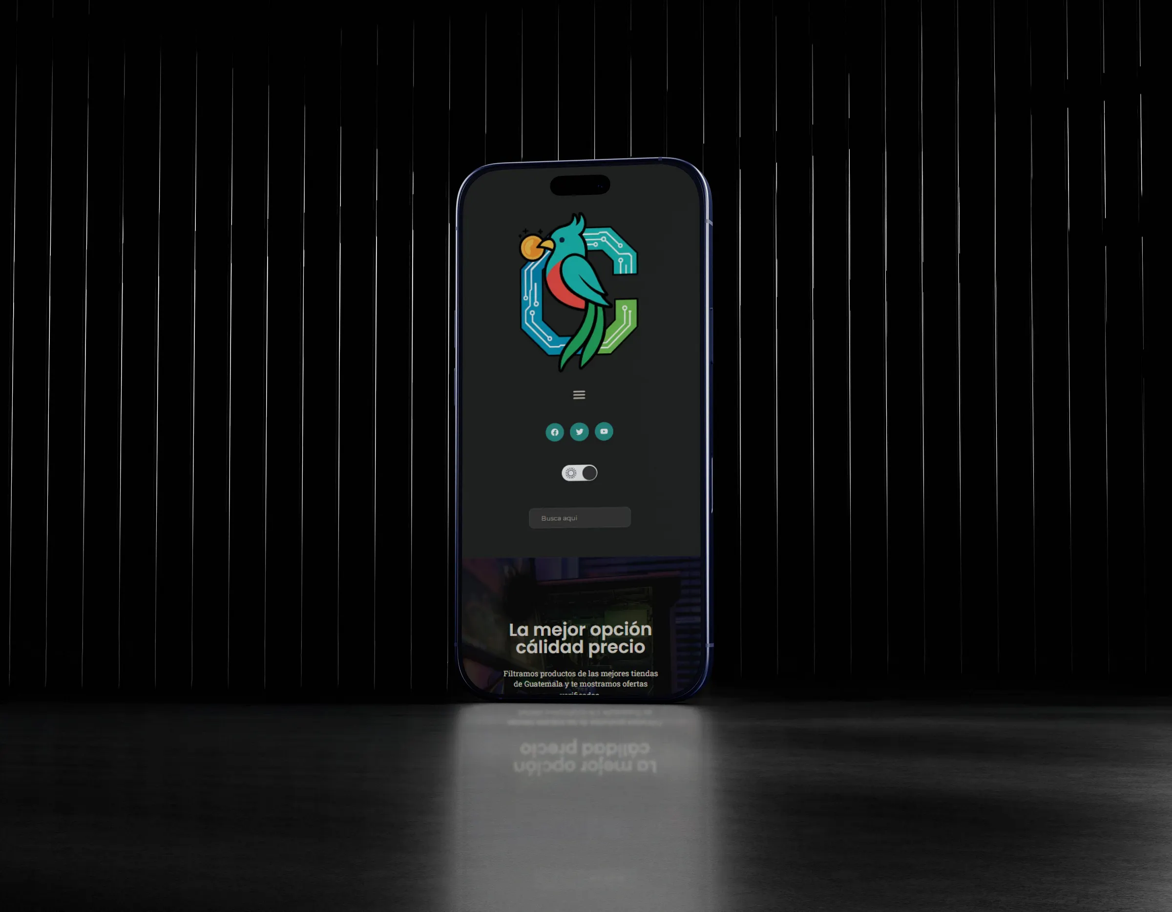 Smartphone mockup demonstrating the touch-optimized search and navigation flow for mobile users.