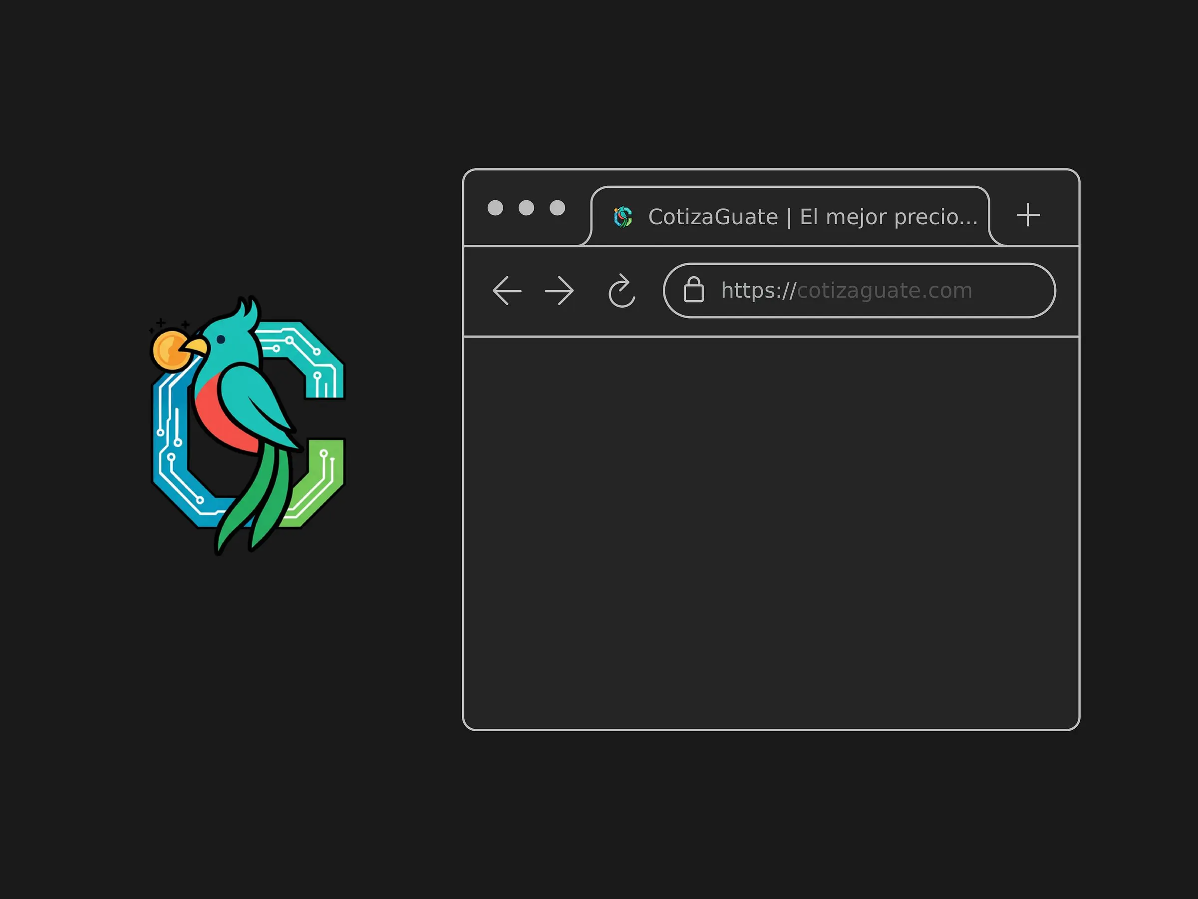 Branding showcase of the Cotiza Guate logo, inspired by the national bird and currency of Guatemala.