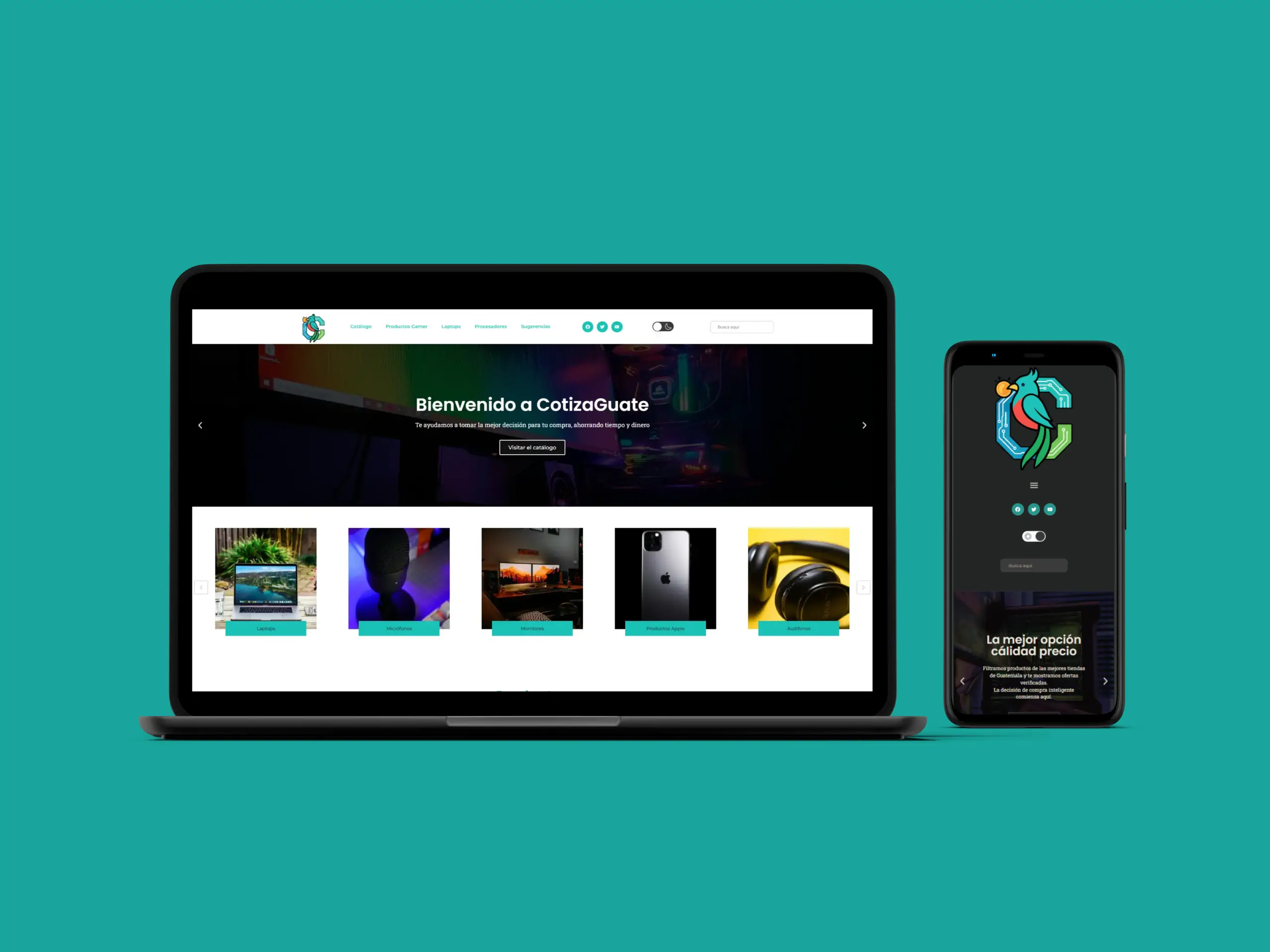 Responsive wellness platform interface across laptop and tablet, demonstrating fluid design and consistent branding for bioresonance products