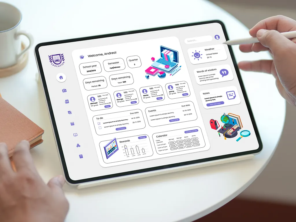 Gamified UI design for ADHD accessibility featuring progress bars and achievement badges by Grecia V.