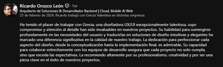 Review screenshot from LinkedIn - Ricardo Orozco León