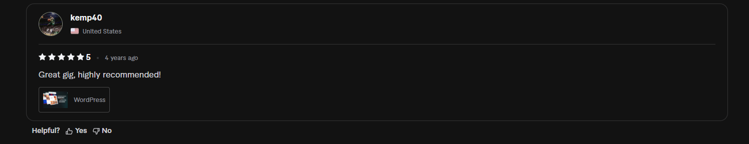 Review screenshot from Fiverr - Roberto Salazar